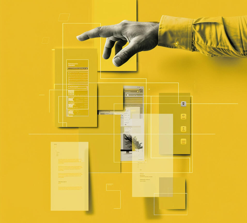 hand pointing to interfaces
